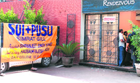 A freshers’ party being organised by students of DAV College in Chandigarh on Wednesday.