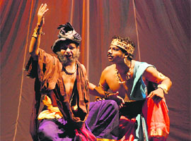 A scene from a play staged at Indradhanush auditorium in Panchkula.