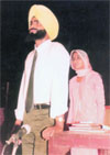 Jeewan, Khushi Te Mehak, a debut Punjabi play, being encated by the writers, Sompal Heera and Kamal Dhillon, at Doraha