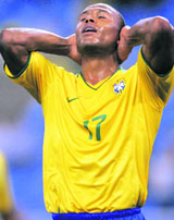 Brazils Julio Baptista reacts against Bolivia in a World Cup 2010 qualifying soccer match in Rio de Janeiro on Wednesday. The match ended in a goalless draw.