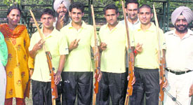 The team of SGGS College that won the Panjab University Inter-College Archery (Indian Round) Men Championship in Chandigarh on Friday.