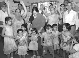 Grandparents and tiny tots have some fun-filled moments on the occasion of Grandparents’ Day at Eurokids in Panchkula on Friday.