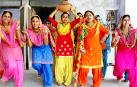 Students performing gidha at a talent hunt programme at Government Rajindra College in Bathinda on Saturday.
