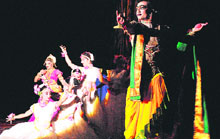 Artistes of Shri Ram Bharatiya Kala Kendra from New Delhi perform musical ballet "Ramayana" at Indradhanush Auditorium, Panchkula, on Sunday.
