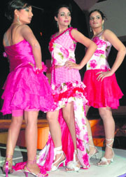 Students of NIIFT, Mohali, display their creations at Ziyan, a fashion show at Moti Ram Arya School Auditorium in Sector 27, Chandigarh, on Saturday.