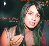 Mahima Chaudhary interacts with a gathering at a hotel in Ludhiana on Friday evening.