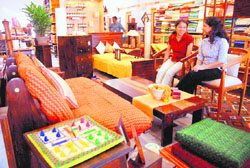 With the festive season drawing close, Fabindia has unveiled a two-day exhibition of block-printed chanderi silk kurtas and dupattas along with a select display of contemporary furniture in mahogany, sesham, mango and acacia wood. On till September 14.