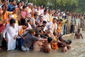 Amid the chants of "Ganpati Bappa Morya, Agle Baras Phir Jaldi Aana, city residents bidding adieu to Lord Ganesha on Sunday, bringing an end to the ten-day long festival