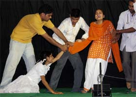 A choreography on female foeticide, Mainu Kukhch Na Katal Karo in progress at Mela Khoondaniyan Da in Bathinda