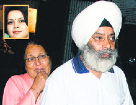 Anxious parents of Shubhwant Kaur (inset) outside the GMCH-32 in Chandigarh on Sunday.