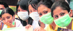 Stuents raise ozone awareness at students centre on the Panjab University campus in Chandigarh on Tuesday.