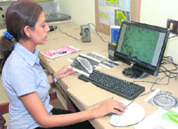 Dr Vandana Vinayak works on diatom research on water bodies at the Forensic Science Laboratory, Madhuban, on Tuesday.