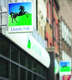 A Lloyds TSB bank branch is pictured in London on Wednesday. British bank HBOS announced on Wednesday that it was in advanced talks that could lead to a takeover offer by its rival Lloyds TSB. 