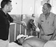 The injured deputy manager of Fun Cinema in civil hospital, Ambala, on Wednesday.