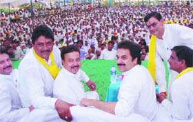 Haryana Janhit Congress chief Kuldeep Bishnoi during a rally at Badshahpur near Gurgaon