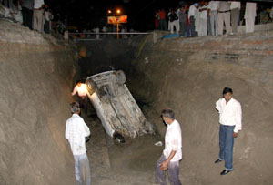 Shinder Pal Singh (40) of village Dodh in Faridkot district was killed when the car he was driving fell into a ditch dug up for laying sewer line at Fauji Chowk in Bathinda on Thursday night.