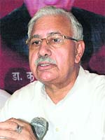 Former Haryana minister K.R. Punia launches his party at the Chandigarh Press Club