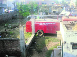 The picture shows the sorry state of affairs of Jind fire station