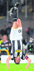 Juventus forward Alessandro Del Piero celebrates after scoring a goal against Zenit during their Champions League Group H football match on Wednesday at Olympic Stadium in Turin.