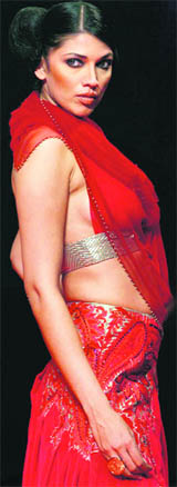 A red outfit by J.J. Vallaya