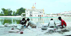 Renovation work being carried out at the historic Durgiana Temple in Amritsar