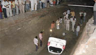 In the absence of any warning signboard, a car fell in a ditch near Fauji Chowk on Thursday resulting in the death of the driver.