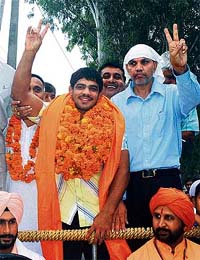 Olympics bronze medallist Sushil Kumar during a function at Zirakpur