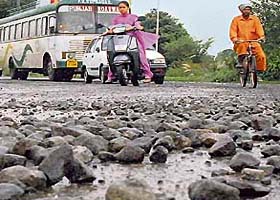 The incessant rain that lashed the city washed away the top layer of roads in Sector 45, Chandigarh