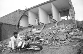 Shops at the footsteps of Jyanti Majri temple that were damaged in rain