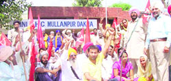 INTUC district council president Swaran Singh addresses a rally in Ludhiana 
