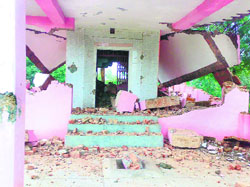 The vandalised Dadi Khima Wali temple.