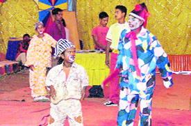 Clowns perform at Asiad Circus in Ludhiana on Sunday.