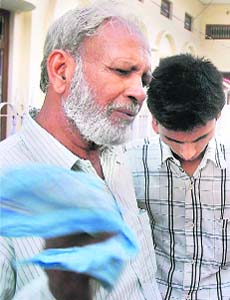 Mohd Amin, father of Atif, accused in the Delhi serial blast, at his residence in Sanjanpur Village in Azamgarh
