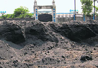 A huge quantity of toxic waste excavated during digging on the side of the Wagah road.