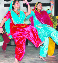 Students of Guru Nanak Dev University perform during the cultural festival, IRTS-2008, on the premises in Amritsar on Sunday.