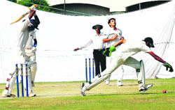 Ganguly gestures after throwing a no-ball delivery at PCA Stadium, Mohali