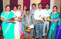 A group of state award winners at a function organised by the Chandigarh education department at Government College for Girls, Sector 11, Chandigarh
