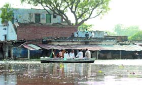 The Yamuna level rises at the Usmanpur area in Delhi