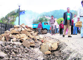 Heavy rains and landslides have caused extensive damage to the Tibetan Market in Shimla. However, the administration is trying its best to repair the damage, still lot needs to be done as the picture shows.