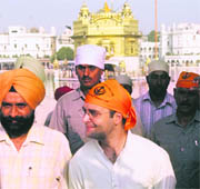 Rahul Gandhi at the Golden Temple complex on Monday