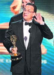 STYLE REDEFINED: Executive producer Tom Hanks accepts the award for the outstanding mini-series, John Adams.