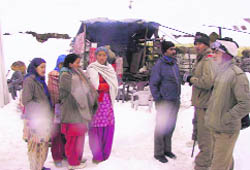 Spiti girls who remained stranded at Chatru for a few days were rescued after the road was opened