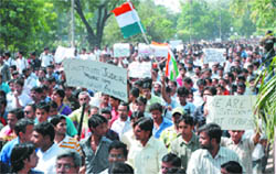 Mushirul Hasan leads the march
