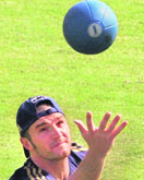 Australian off-break bowler Jason Krejza during a practice session at the RCA Future Academy.