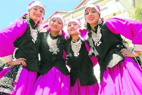 Students of DAV Public School, New Shimla, who are participating in the Mahatma Hansraj Inter-zonal state-level cultural meet in Shimla