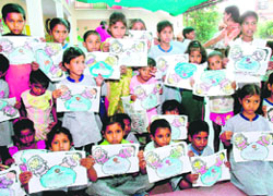 Kids from a city-based NGO Aadeep, craft a perfect gift for Daughters Day.