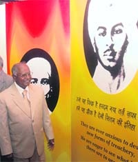 Chief Justice of India K.G. Balakrishnan at the exhibition on the trial of Bhagat Singh at the Supreme Court museum in New Delhi