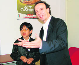Kishan Shrikanth and Italian filmmaker Roberto Benigni at the 37th edition of Giffoni Film Festival. The Oscar-winning director has offered Kishan a role in his forthcoming film Kim, based on Rudyard Kiplings novel 
