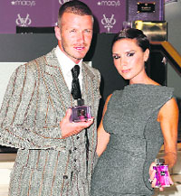 David and Victoria Beckham at the launch of the Beckham Signature fragrance collection at Macys in New York 