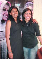 Actor Nandita Das and Pakistani director Mehreen Jabbar at the promotion of their forthcoming film Ramchand Pakistani in New Delhi on Sunday.